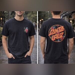 SANTA CRUZ Men's S/S T-Shirt SCREAMING HAND FLOWER - BLK - Small -